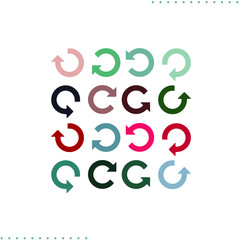 Circular arrows in flat clean color pallet solution. Restart button modern art