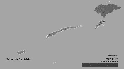 Islas de la Bahia, department of Honduras, zoomed. Bilevel