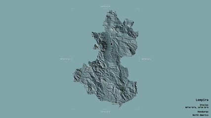 Obraz premium Lempira - Honduras. Bounding box. Administrative