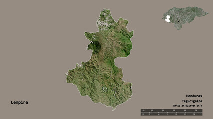 Lempira, department of Honduras, zoomed. Satellite