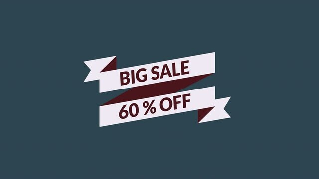 big sale 60% off motion graphic video with alpha channel transparent background. sale promotion, advertising, marketing, website. Royalty-free Stock 4K Footage.