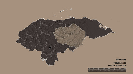 Location of Olancho, department of Honduras,. Administrative