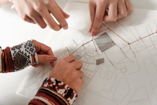 Hands doing architectural project