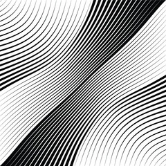 Abstract warped Diagonal Striped Background . Vector curved twisted slanting, waved lines texture