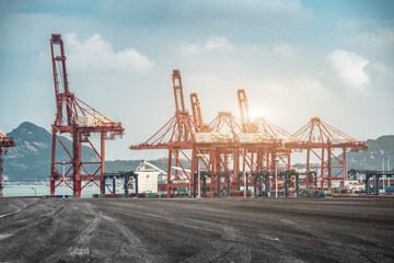 Fototapeta na wymiar Modern port and container terminal