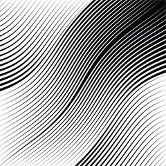 Abstract warped Diagonal Striped Background . Vector curved twisted slanting, waved lines texture