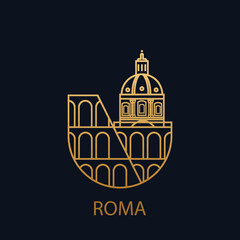 Fototapeta premium Rome icon. Italy vector pictogram. Colosseum illustration. Souvenir. Luxury.