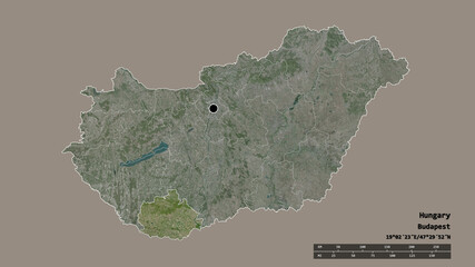 Location of Baranya, county of Hungary,. Satellite