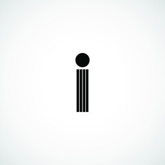 Letter I vector line dot logo design template. Unique modern minimalist black logotype symbol