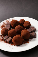 chocolate truffle with cocoa