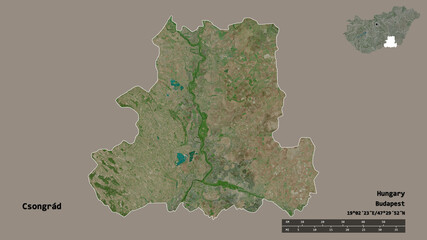 Csongrad, county of Hungary, zoomed. Satellite