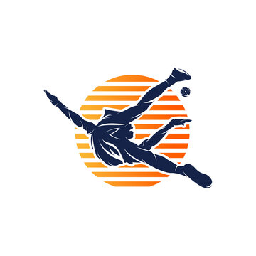 kick volleyball logo, premium silhouette vector Premium Vector