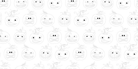 Background for Halloween. A pumpkin with a scary face. illustration vector seamless pattern.