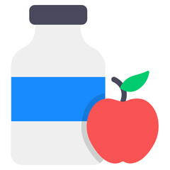 
Apple and milk bottle, perfect icon of healthy diet
