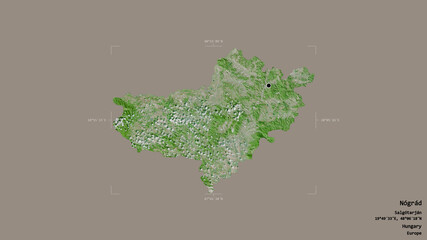 Fototapeta premium Nograd - Hungary. Bounding box. Satellite