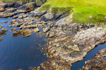 Aerial view of wild coast by Glencolumbkille in County Donegal, Irleand.