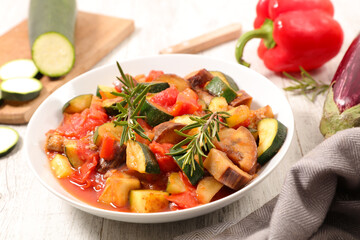 fried vegetable- ratatouille and rosemary