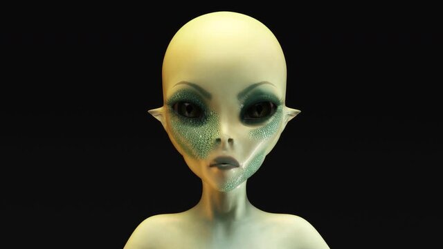 3D animation of a morphing alien face