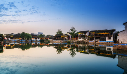 Fototapeta premium view of dangkou ancient town, wuxi, jiangsu, China