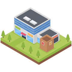 
Commercial building vector isometric design 

