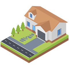 
Residential house isometric icon design 
