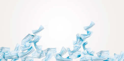 Waves made frome protective masks. Concept of  second wave of the corona virus