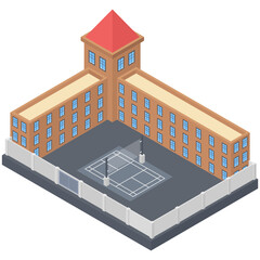 
Isometric icon of hotel building 
