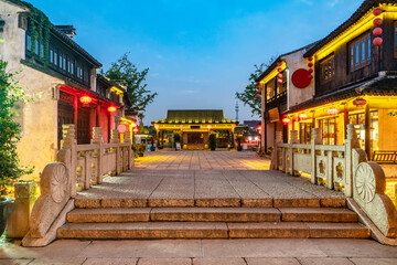 Ancient buildings by the river in Dangkou Ancient Town, Wuxi, Jiangsu, China