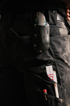 Close up of craperter's trousers