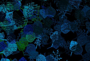 Dark Blue, Green vector abstract design with trees, branches.