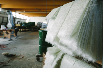fiberglass stripes in shipbuilding factory
