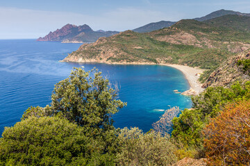 The Calanques de Piana and the sea in Corsica, France