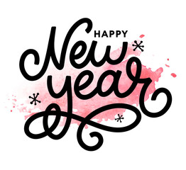 Happy New 2020 Year. Holiday Vector Illustration With Lettering Composition with burst Christmas