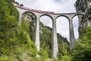Fotobehang Landwasserviaduct Landwasserviaduct, Davos, Zwitserland