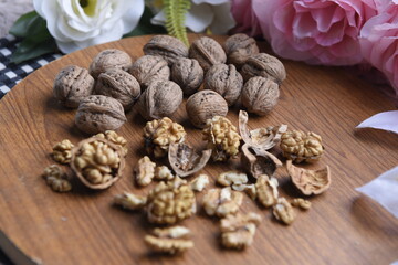 Fototapeta na wymiar walnuts on a table