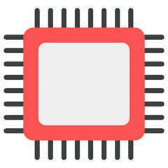
Processor chip icon, microchip flat vector design.
