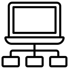 
Laptop with network nodes presenting client server hosting concept 
