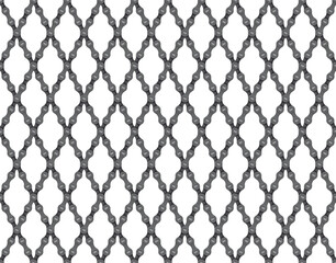 Vector seamless geometric diagonal fabric grid texture with realistic bicycle chain. Isolated on white background.
