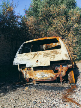 Stolen, burnt out and abandoned car