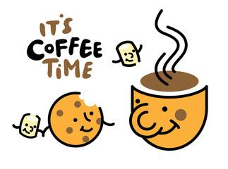 coffee time Cup and cookie with marshmallows