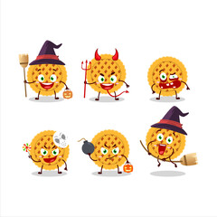 Halloween expression emoticons with cartoon character of pumpkin pie