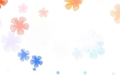 Light Blue, Red vector doodle layout with flowers.
