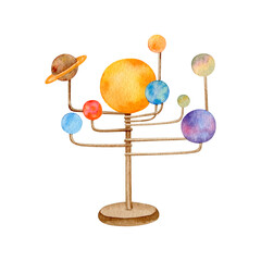 Watercolor solar system model globe © alinaosadchenko