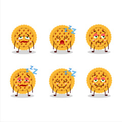 Cartoon character of pumpkin pie with sleepy expression