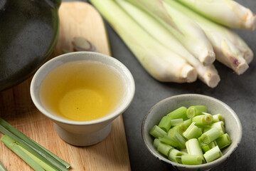 Lemongrass Honey and Lemon Juice Food and beverage products from Lemongrass extract Food nutrition concept.