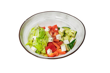 Fototapeta na wymiar fresh salad with tomatoes and cucumbers