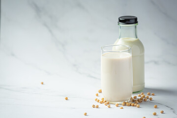 Soy Milk, Soy Food and Beverage ProductsFood nutrition concept.