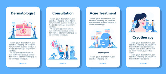 Fototapeta na wymiar Dermatologist mobile application banner set. Dermatology specialist