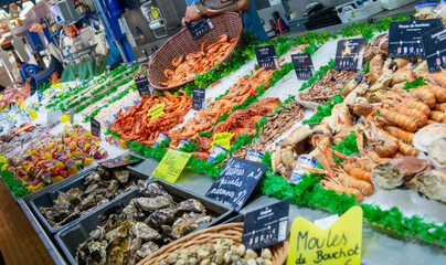 Seafood on ice at the fish market