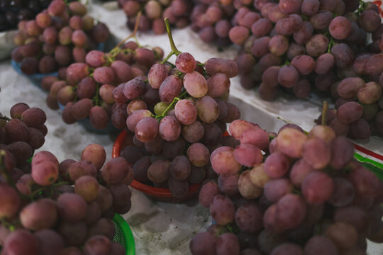 Red grapes in fruit shop